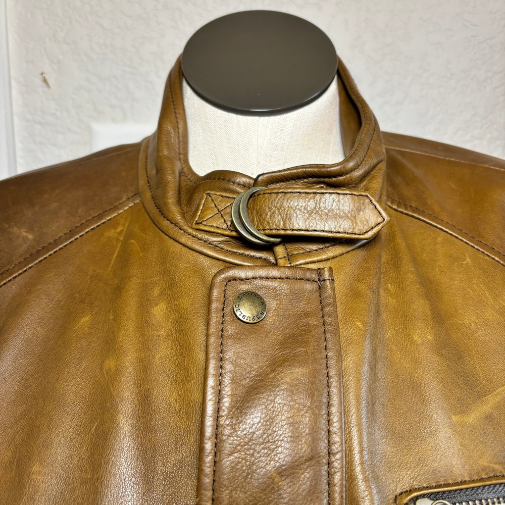 Banana Republic Heritage Mens XL Brown Leather Field Jacket Safari Style Utility - Picture 4 of 16